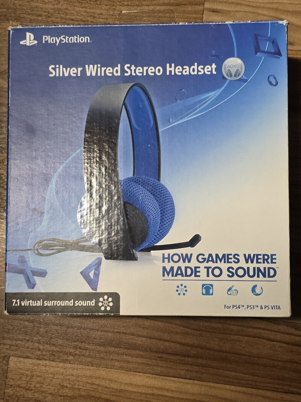 PlayStation Silver Wired Stereo Headset - *In Original Box* --  As Is