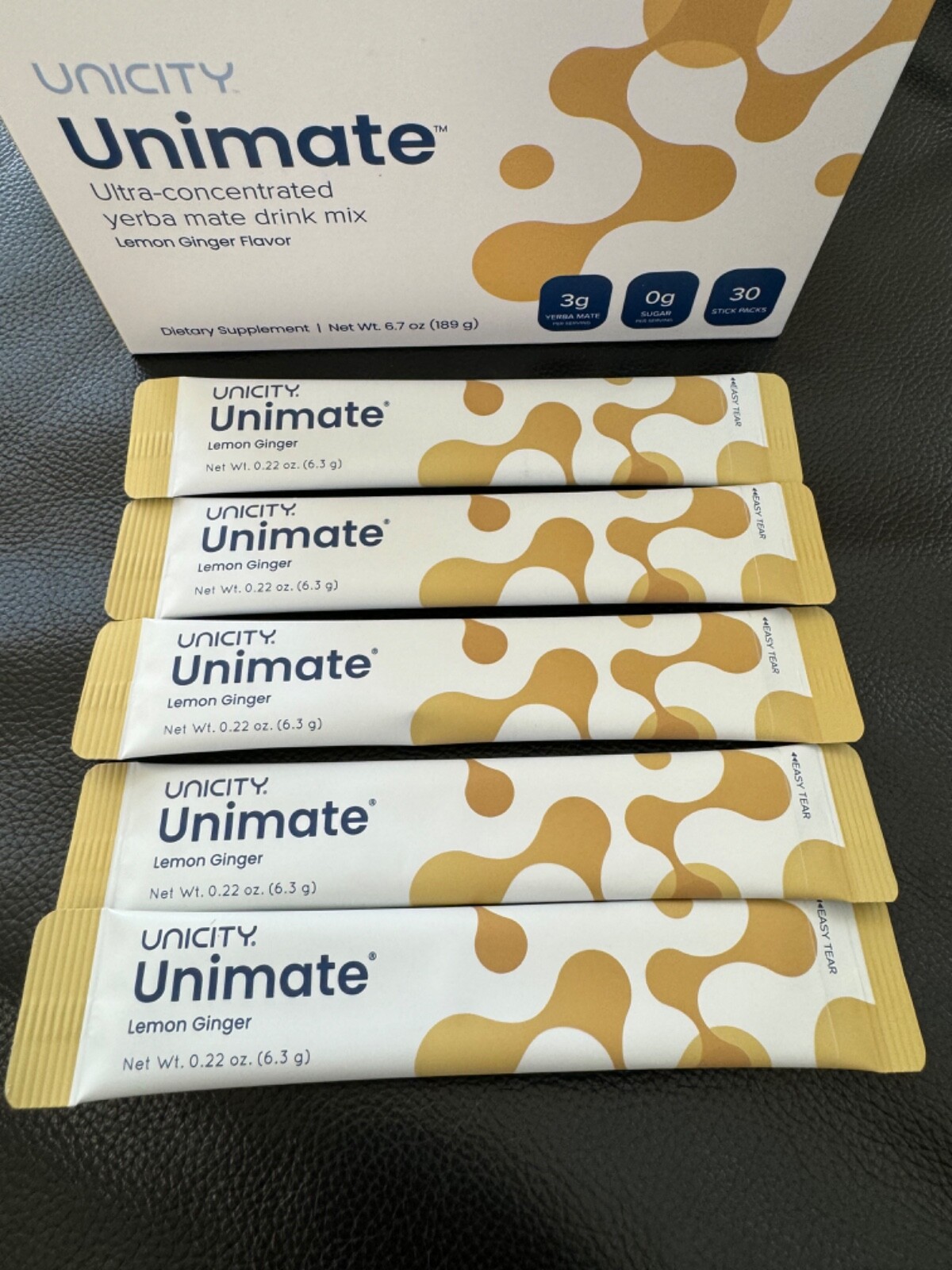 Unicity Unimate Yerba Mate Supplement LEMON GINGER 5 Packets ~ Exp 2027