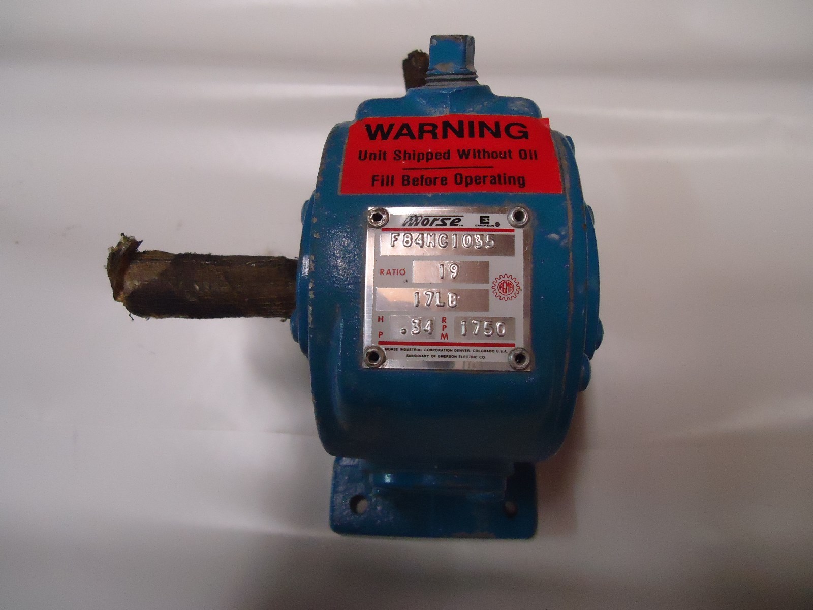 MORSE SPEED REDUCER F84MC1035, 19:1 RATIO, 17 LB, .34 HP 1750 RPM "New"