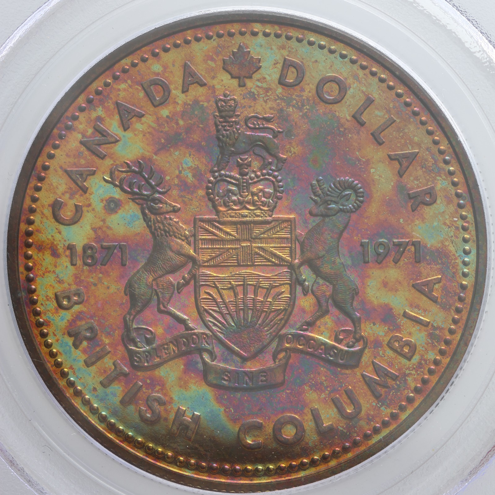 1971 Silver Canada (British Columbia) Dollar PCGS SP67 - Toned