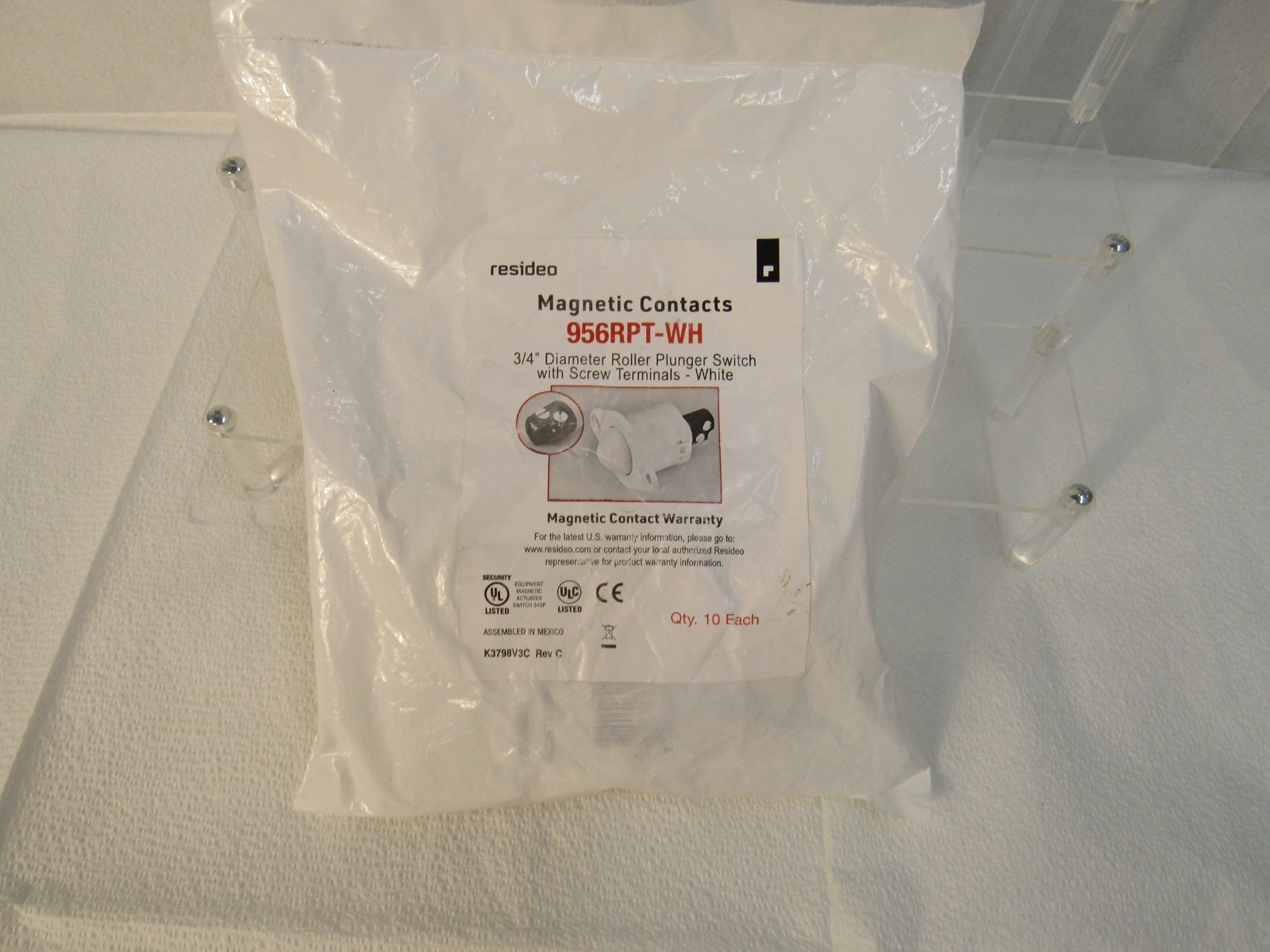 Resideo Magnetic Contacts 956RPT-WH 3.4" Dia. Roller Plunger Switch Lot of 2
