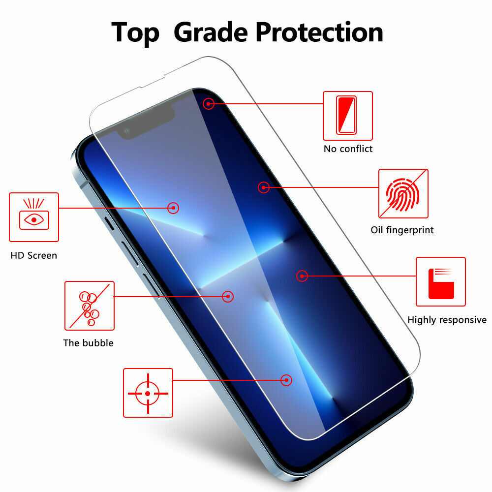 For Apple iPhone 13 Pro Max 6.7" Clear Premium Tempered Glass Screen Protector
