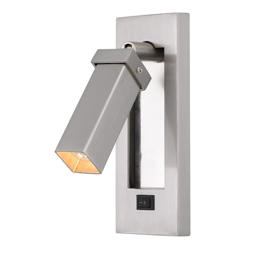 Cal Lighting 6"H 1 Light Metal Wall Lamp, Brushed Steel/Brushed Steel - LA-8046