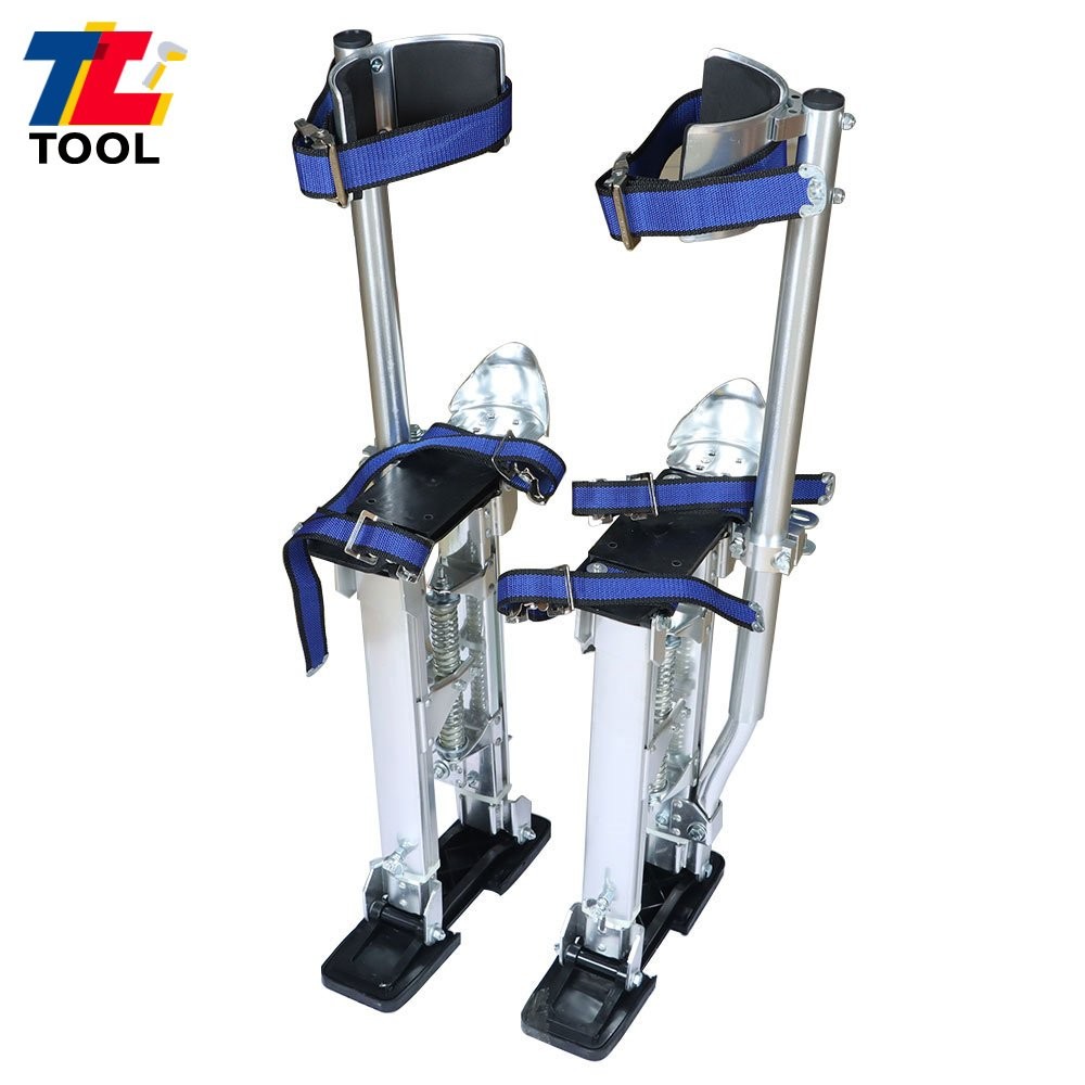 15In - 23In Silver Adjustable Aluminum Alloy Stilts For Painters Walking