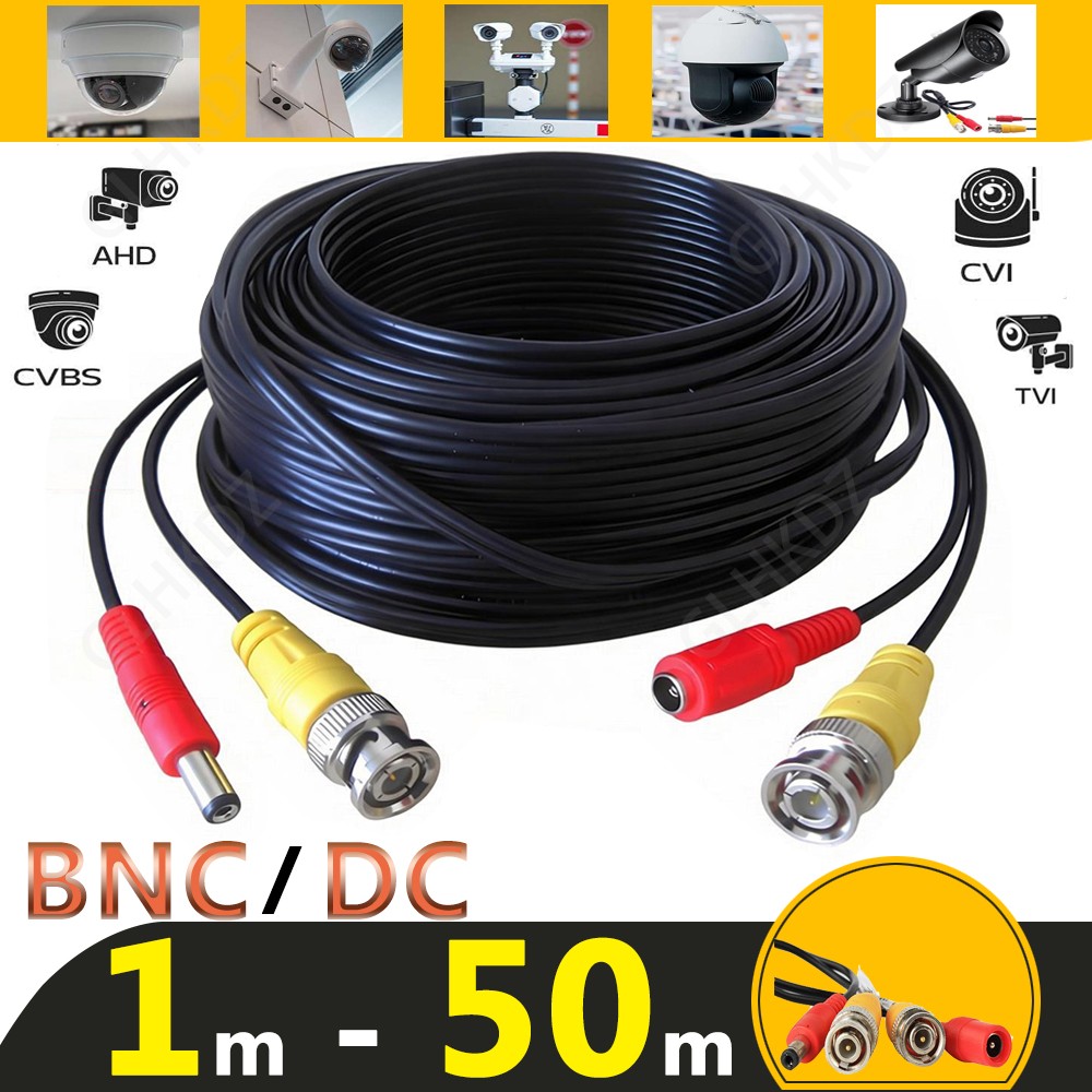 BNC DC POWER VIDEO SECURITY CCTV CAMERA DVR EXTENSION CABLE DATA LEAD WIRE 1-50m