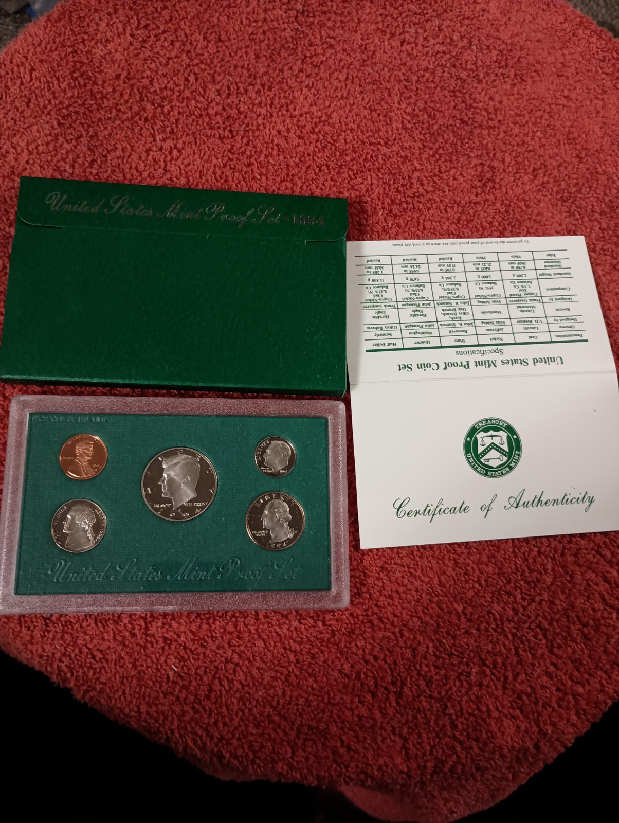 1994-S US Mint Proof Set 5 Coin Set OGP COA