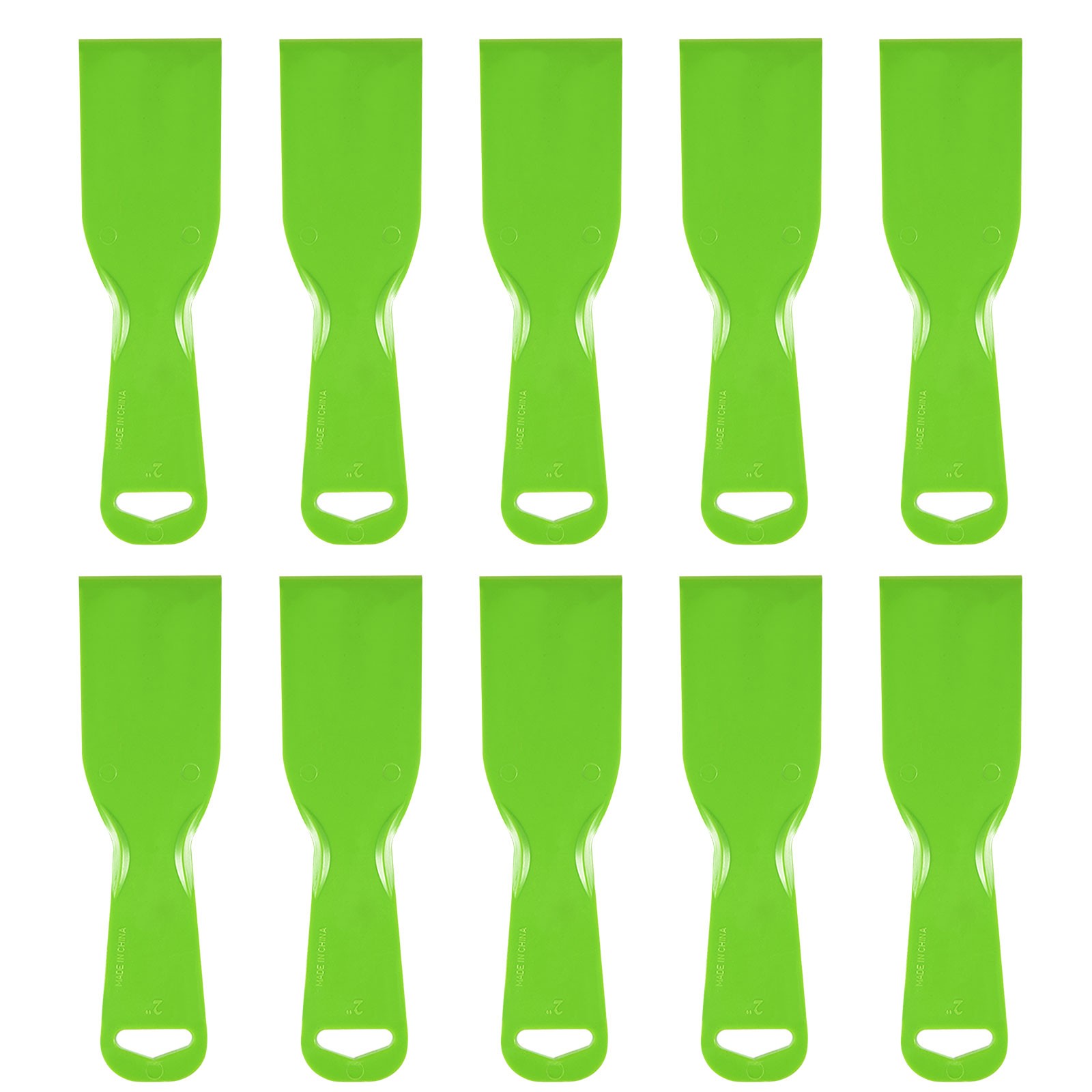 10pcs Putty Scraper 2" Width 3mm Thin Flexible Plastic Putty Knife Green