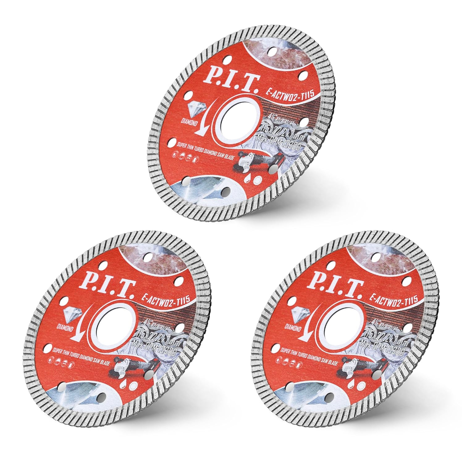4-1/2 Turbo Diamond Saw Blade,Dry/Wet Cutting for Granite, Paver, Stone, Masonry