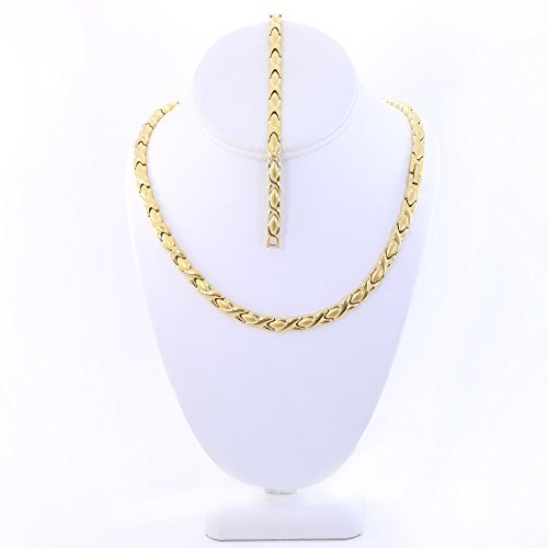 XOXO Hugs & Kisses Necklace 14K Gold Tone Stainless Steel 20" length Bracelet