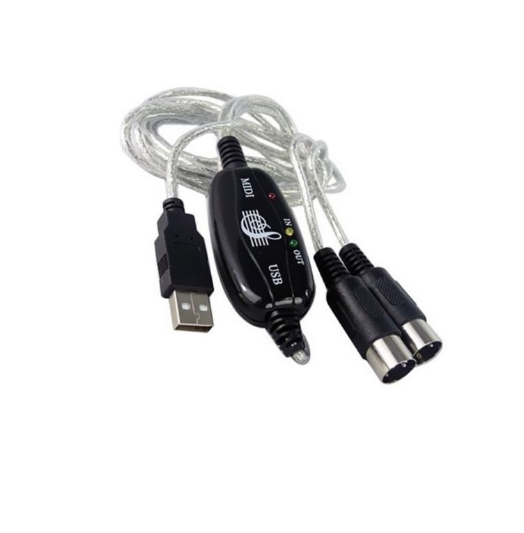MIDI USB IN-OUT Interface Cable Cord Converter PC to Music Keyboard Adapter C9