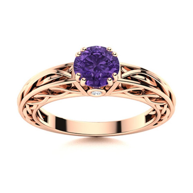 Amethyst Gemstone Promise Solitaire Handcrafted New Ring Jewelry 925 Silver