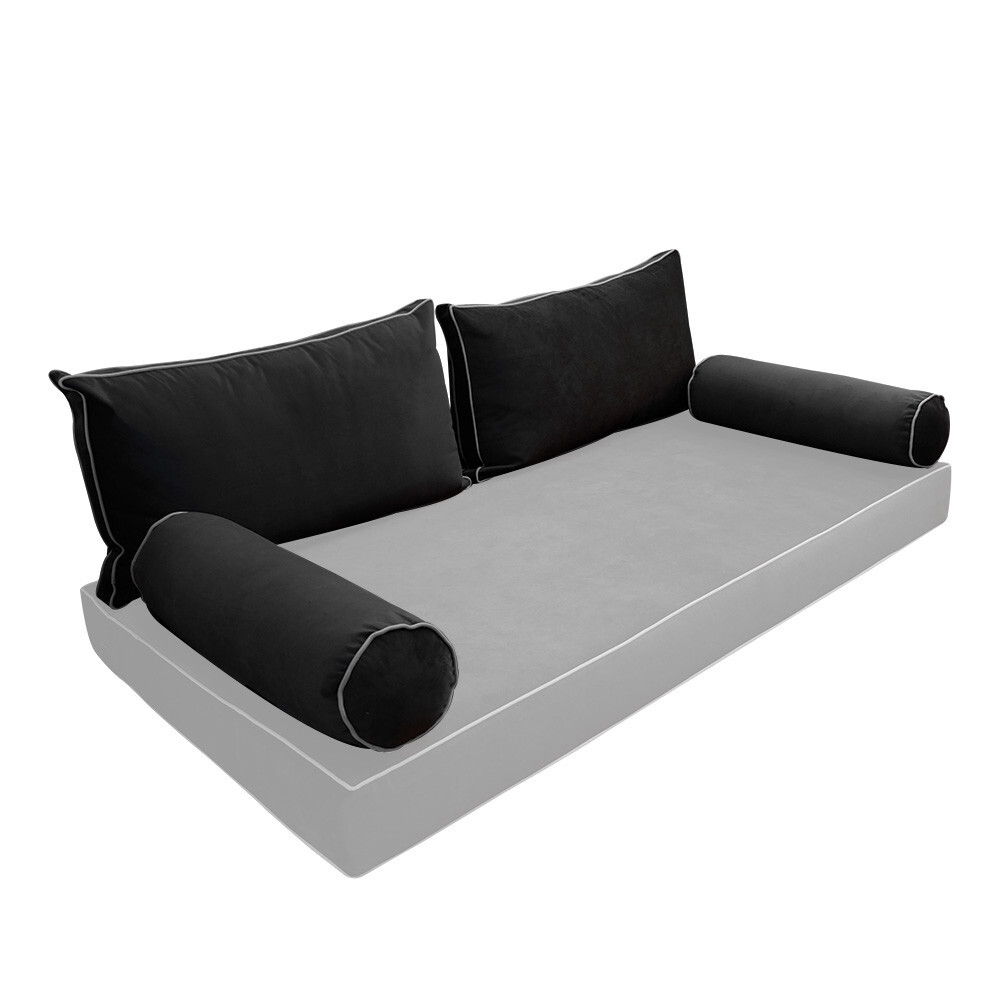 COVER ONLY Model V2 Twin Velvet Contrast Indoor Daybed Cushion Bolster - AD350