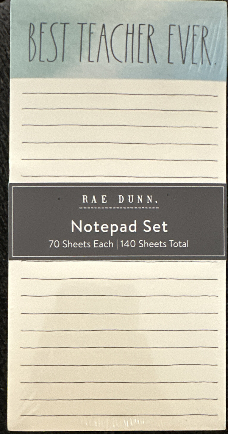 Rae Dunn AWESOME TEACHER/BEST TEACHER EVER 2 Notepads/70 Sheets Each New