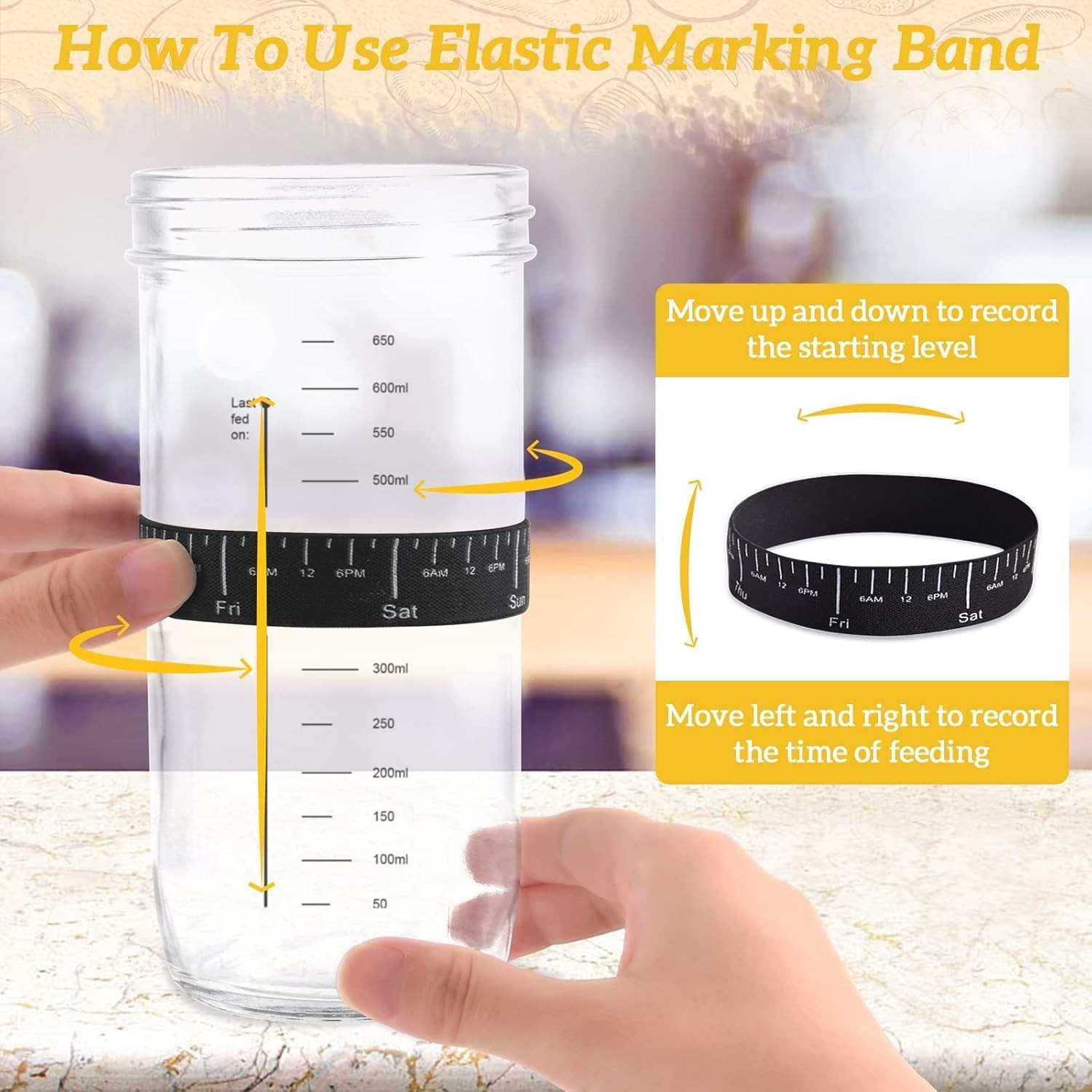 Versatile 650ml Sourdough Fermentation Jar with Tools for Baking Enthusiasts
