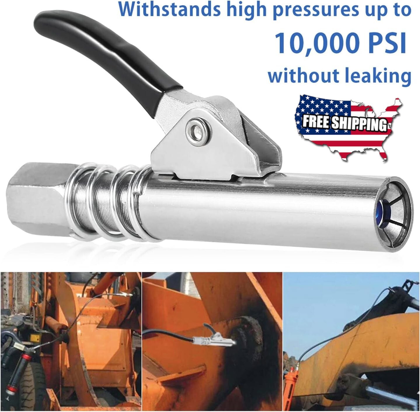 2PCS Grease Gun Coupler High-Pressure Quick Release Lock Oil Injection Nozzles