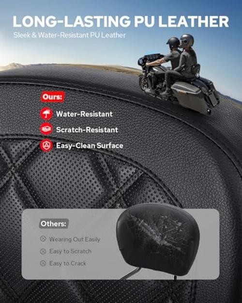 Passenger Sissy Bar Backrest, Quick Release Detachable Rear Backrest Black