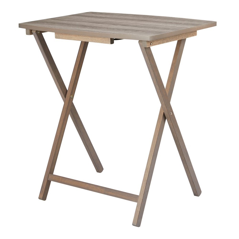 XL Oversized Rubberwood Folding TV Tray Table, Rustic Gray