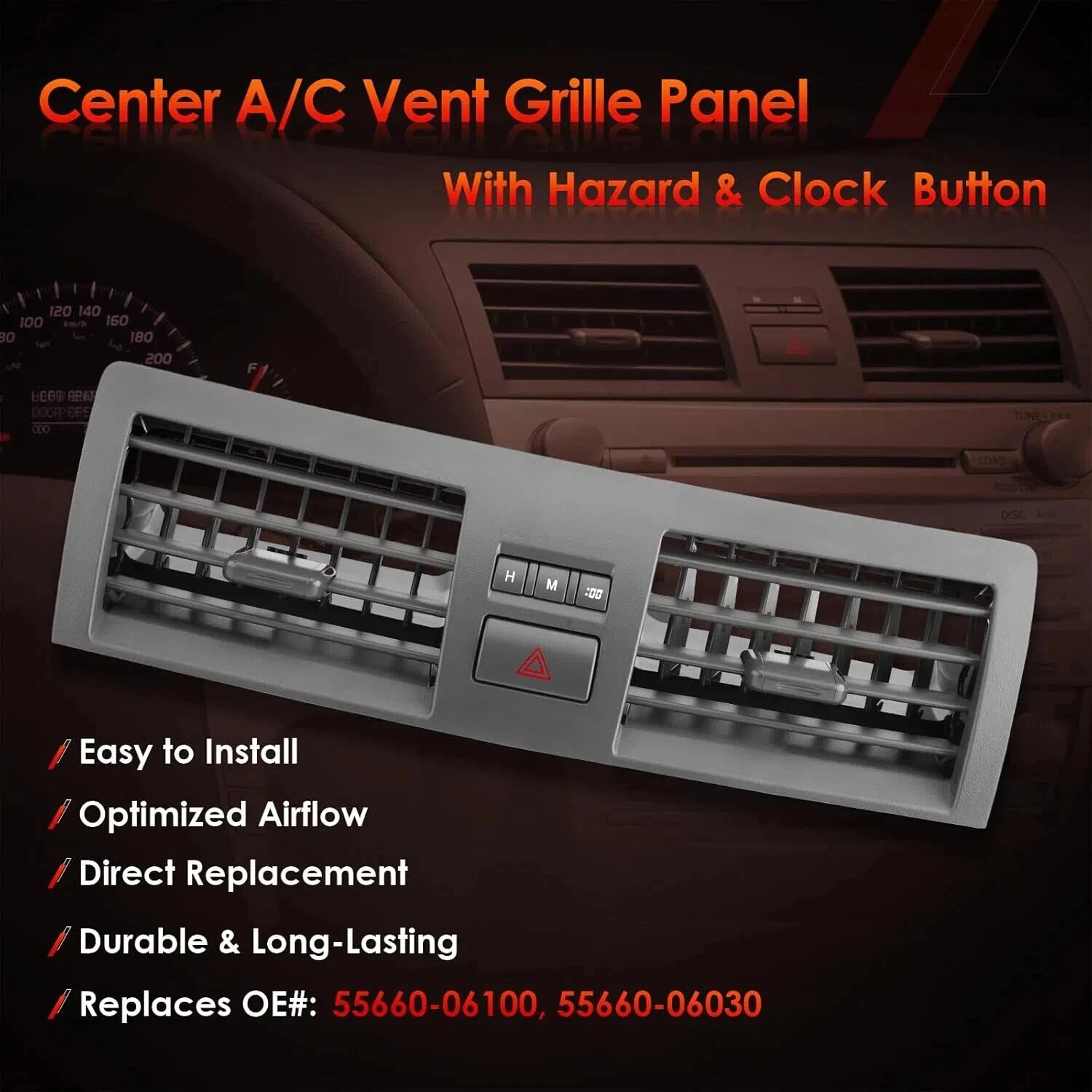 Console Dash Center Air Vents Trim Insert For 2007-2011 Toyota Aurion Camry XV40
