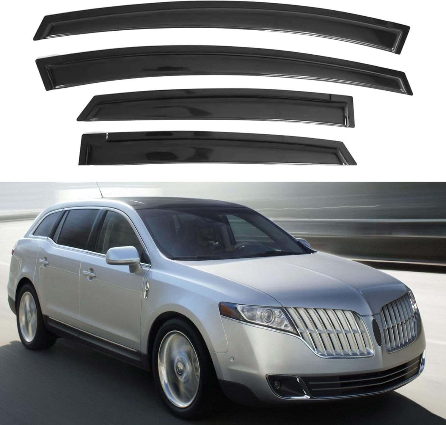 Dark Tinted Window Visor for Lincoln MKT 2010 - Stylish Rain Guard Deflector