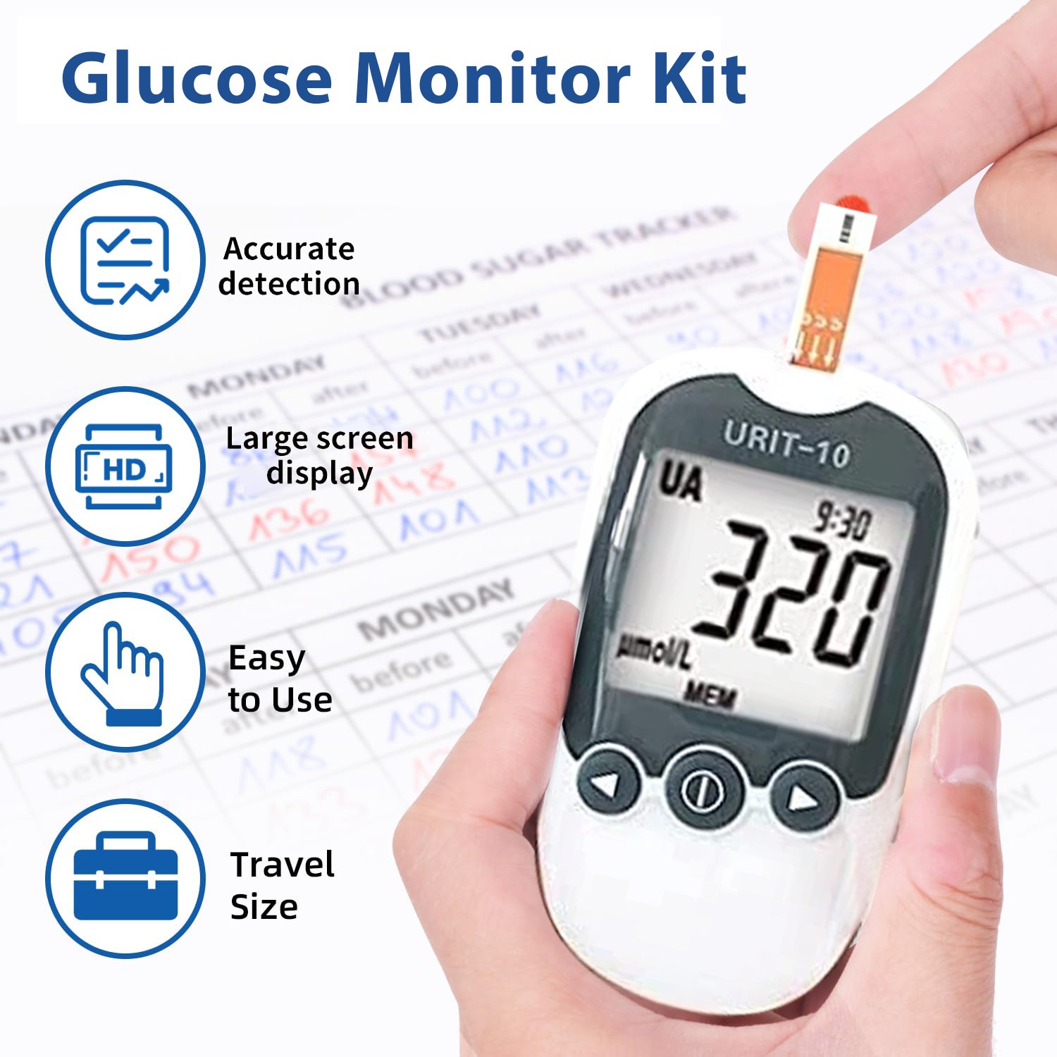 Uric Acid Test Meter with 25 Strips Home Kit for Gout Monitoring & Health Care