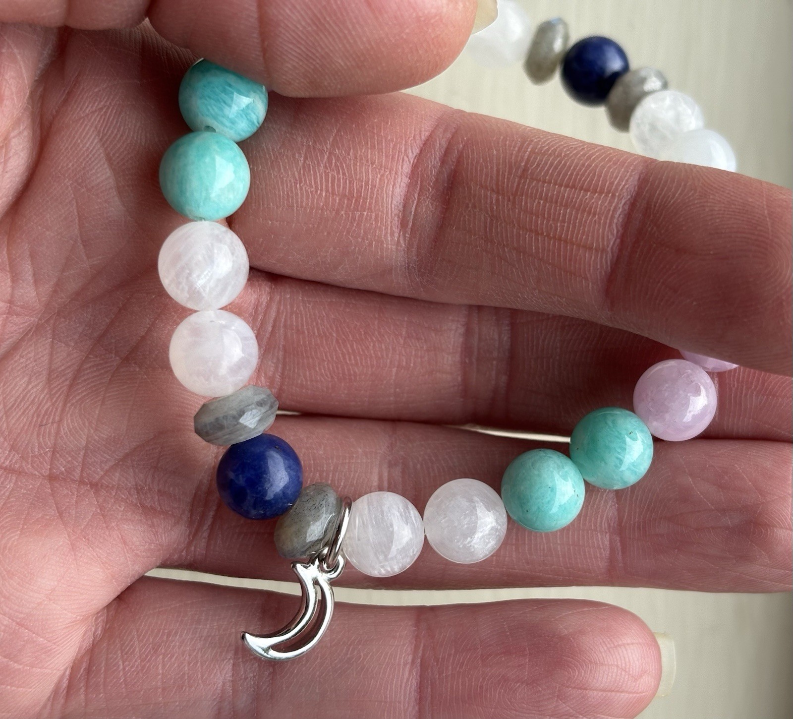 Gemstone Bracelet – Moonstone, Amazonite, Kunzite, Sodalite, & Labradorite