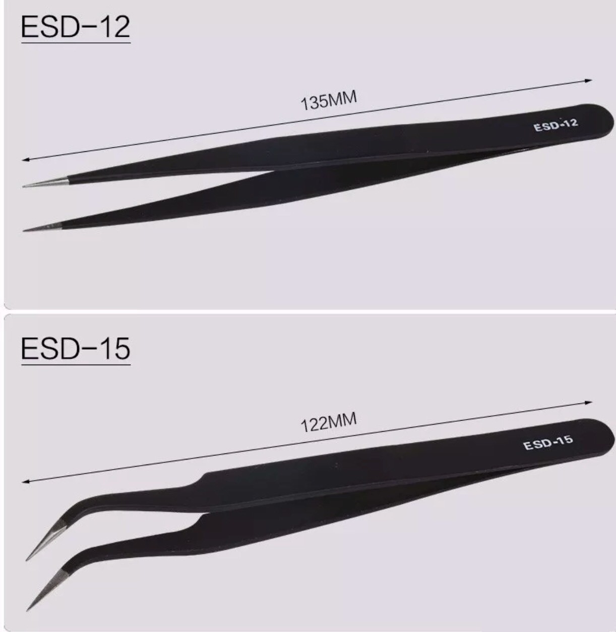 Straight Curved Bent Stainless Tweezers repair tool Hobby Jewelry Craft Art 2Pcs