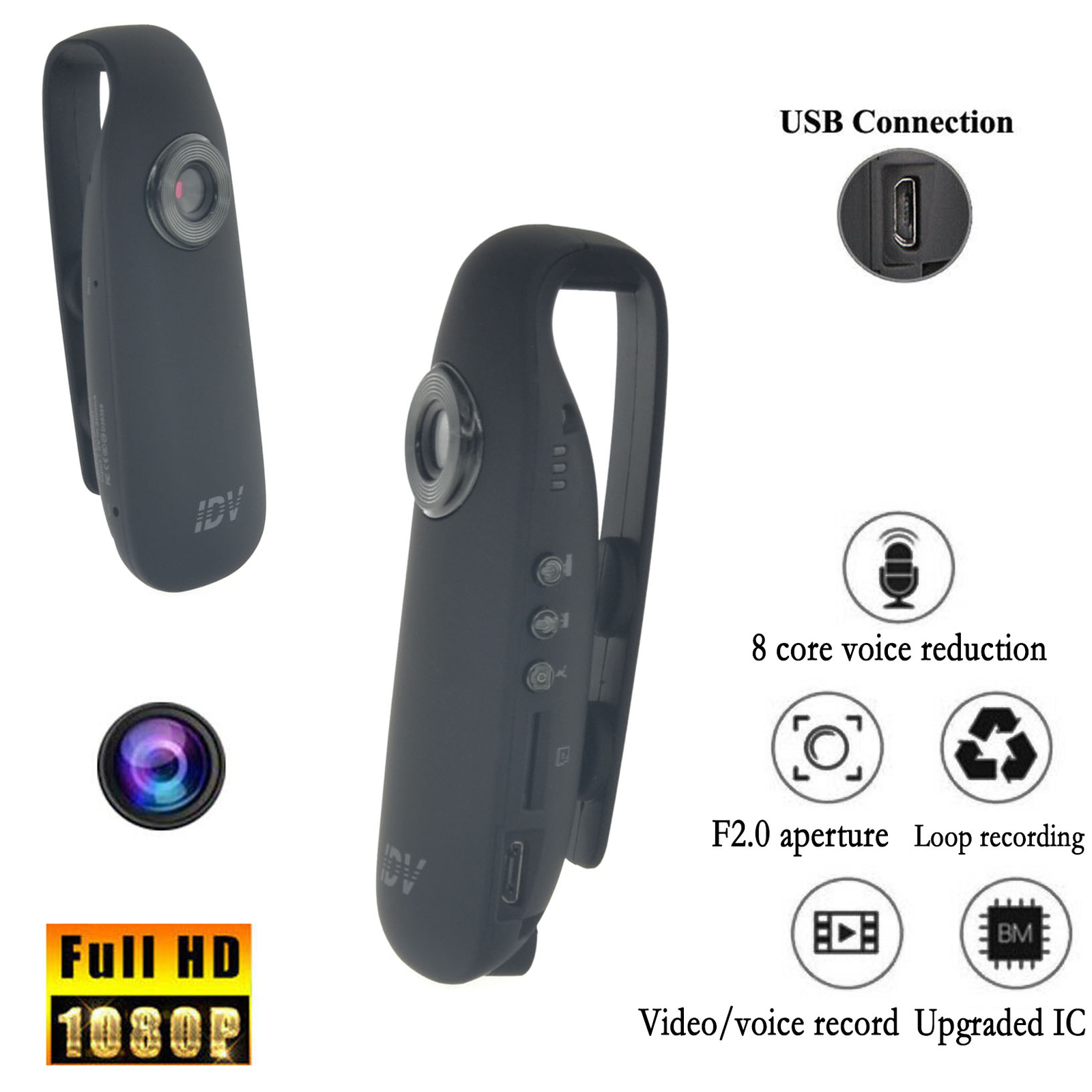 HD 1080P 130° Mini Camcorder Dash Cam Police Body Motorcycle Bike Motion Camera