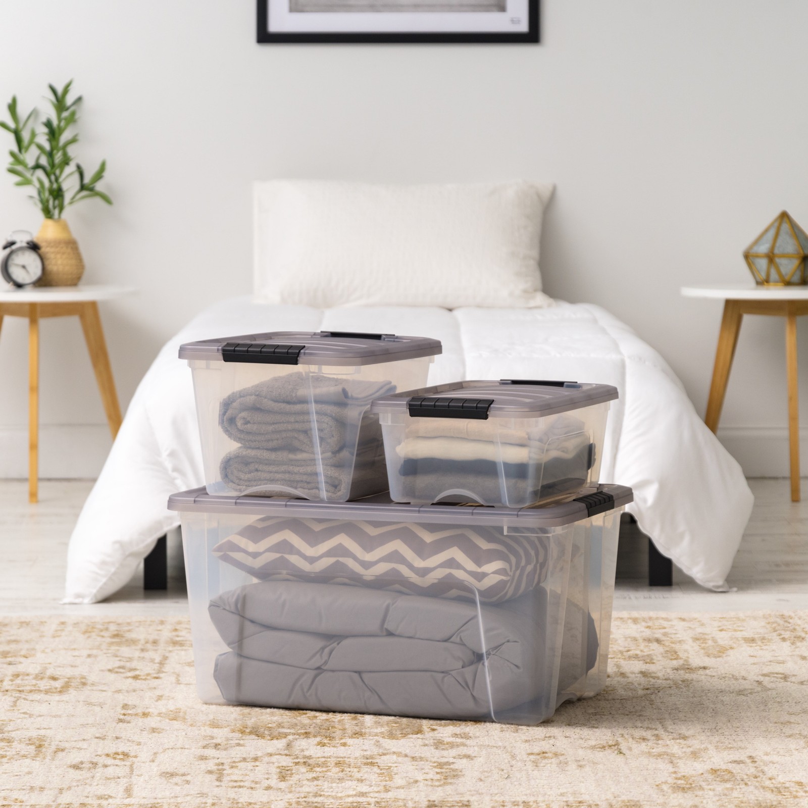 13 Qt. Plastic Storage Bins with Lids, Stackable Storage Containers, 8 Pack