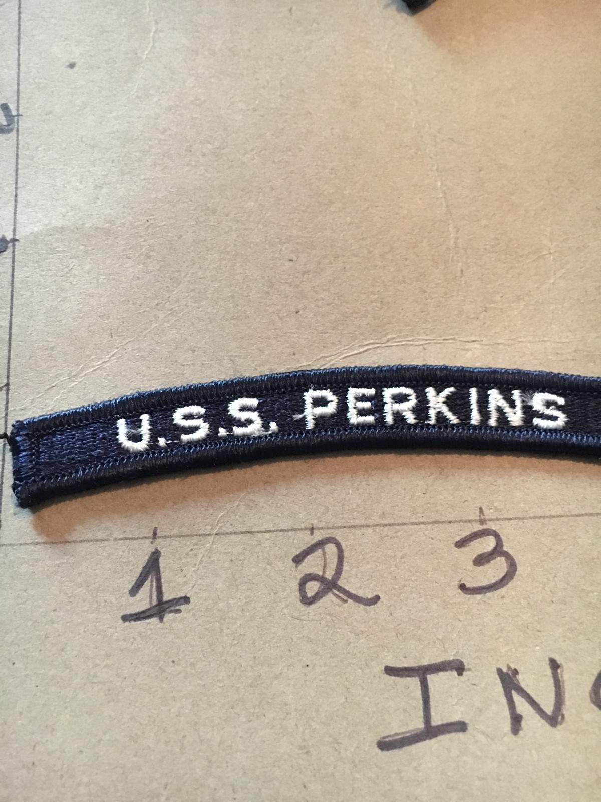 US NAVY SHOULDER STRIP TAB *** rocker *** Patch USS Perkins