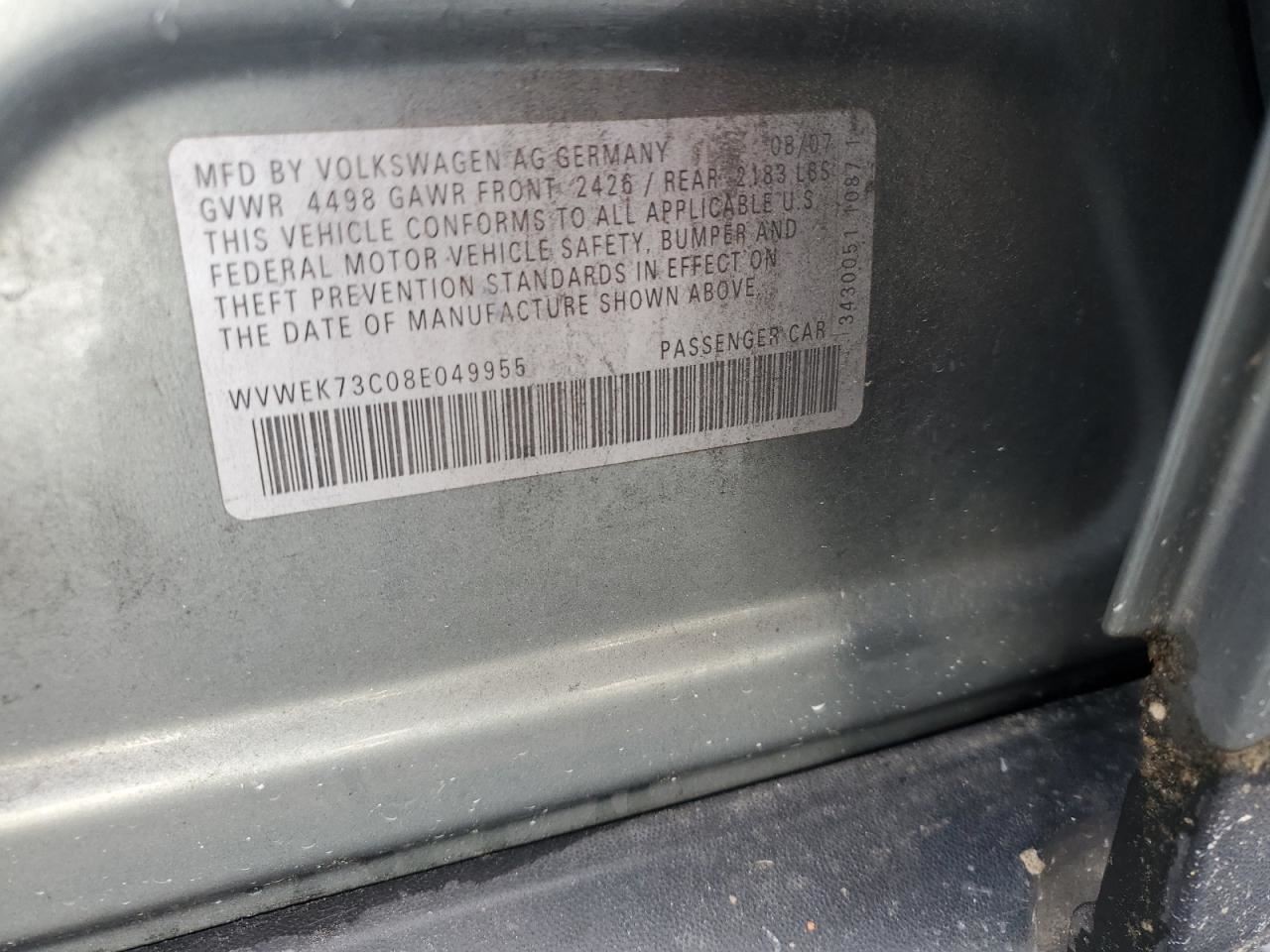 PASSAT 2008 Glove Box 4677081