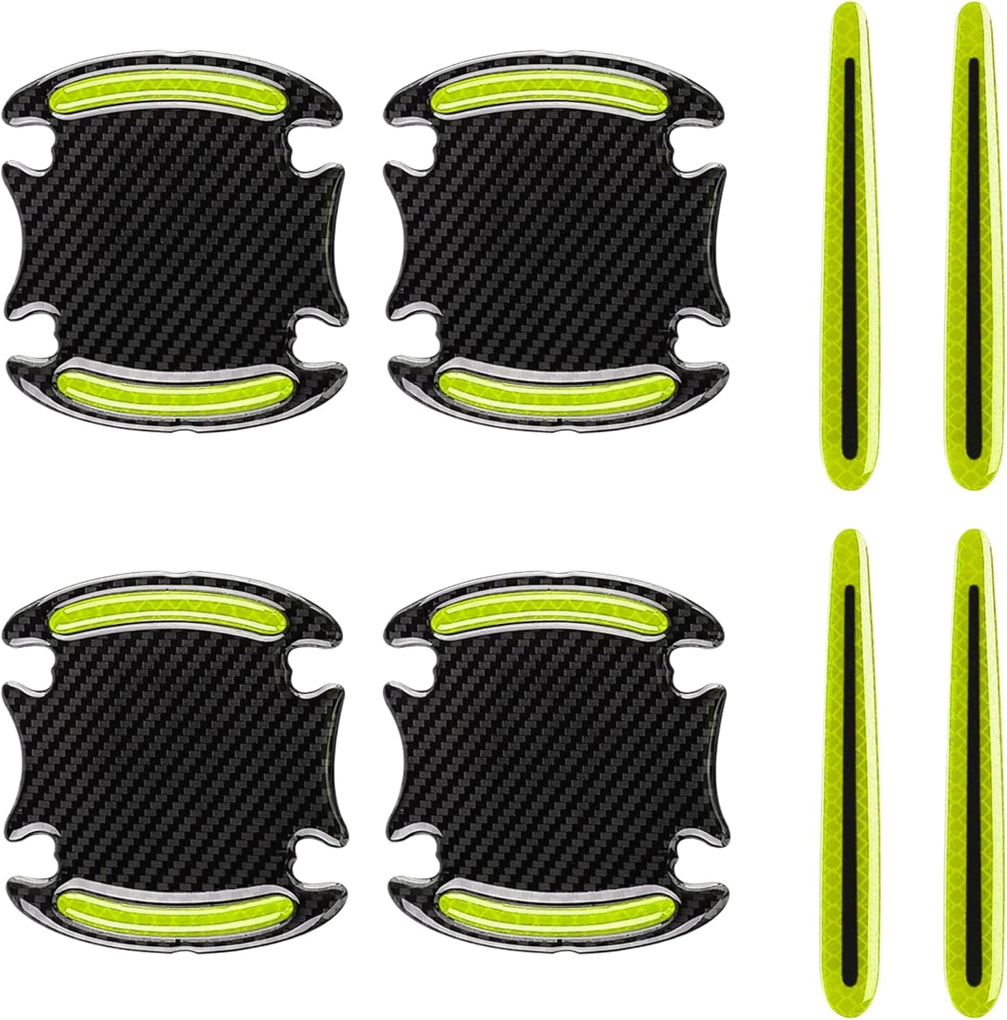 8PCS Car Door Handle Protector Reflective Sticker, 3D Ca Color: Gemstone Green