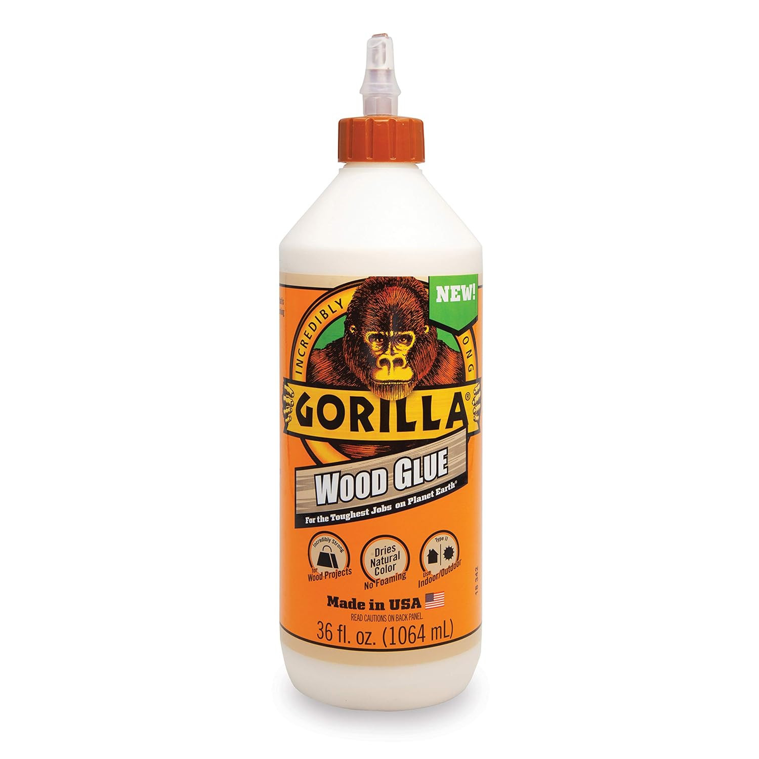 Gorilla Wood Glue, Natural Wood Color, 36 Ounce Bottle (Pack of 1) - Water Resis