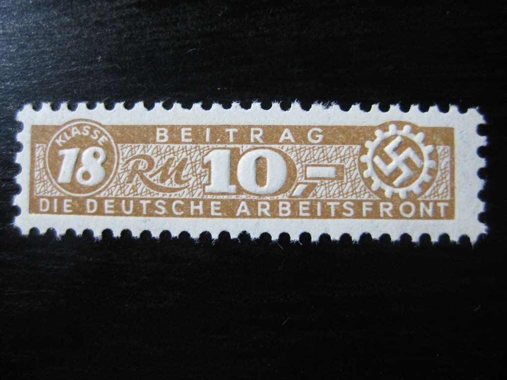 THIRD REICH mint MNH Arbeitsfront Klasse 18 RM 10 revenue stamp!