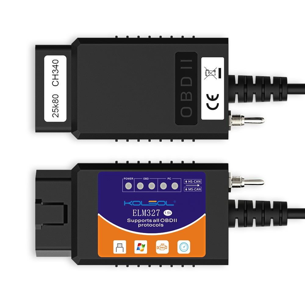 For Ford FORScan OBD2 Code Reader ELM327 V1.5 USB Modified Scanner HS/MS CAN US