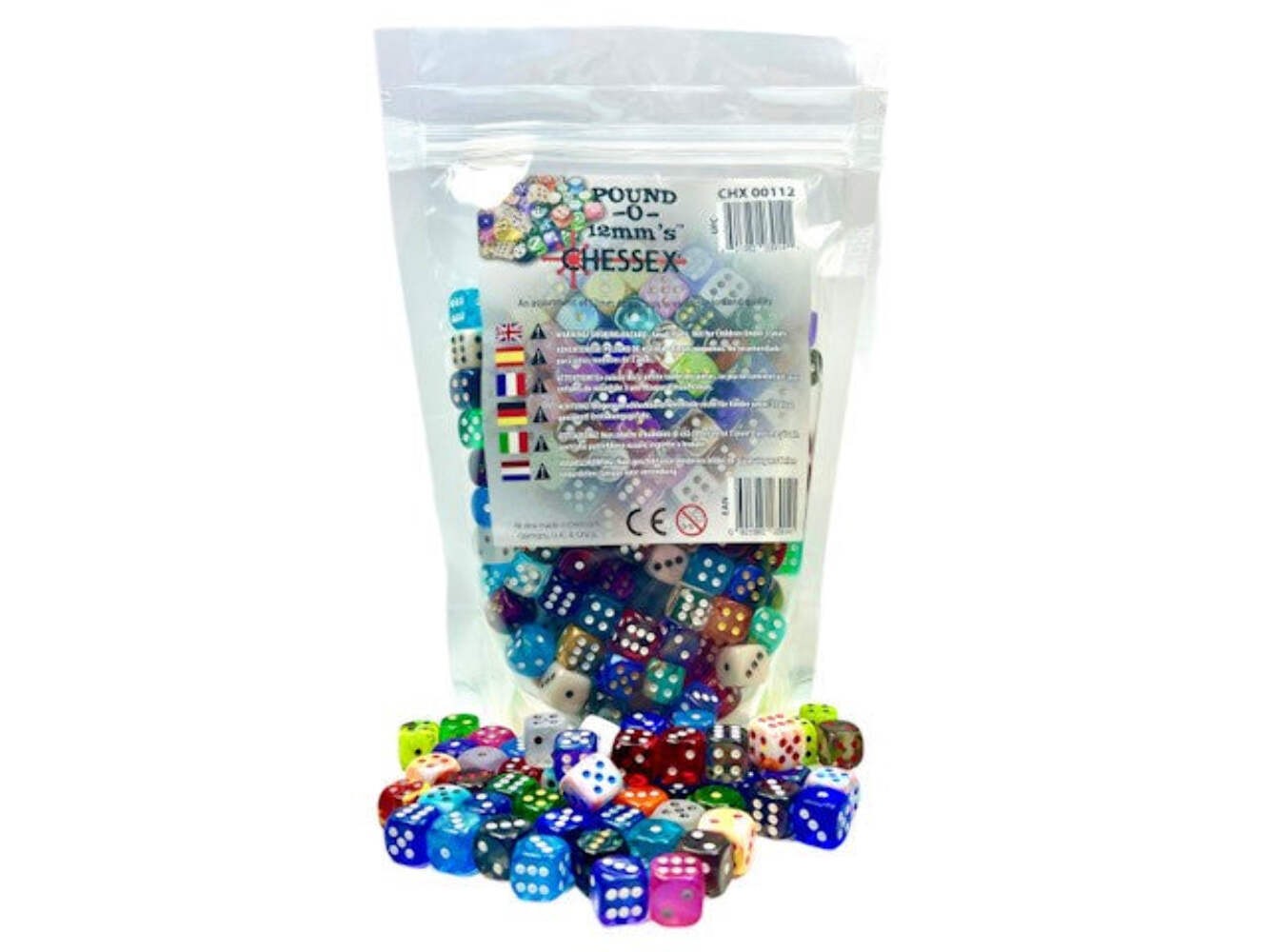 Chessex - Pound-O-12mm d6 Dice - 1 Lb of 12 mm d6s - Bulk Dice