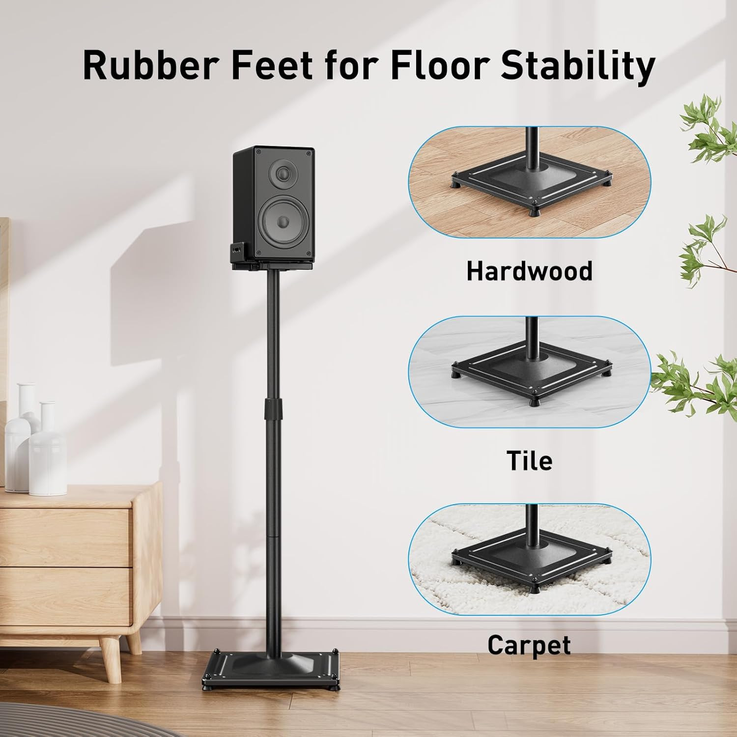 PERLESMITH Universal Speaker Stands for Surround Sound -Height Adjustable Extend