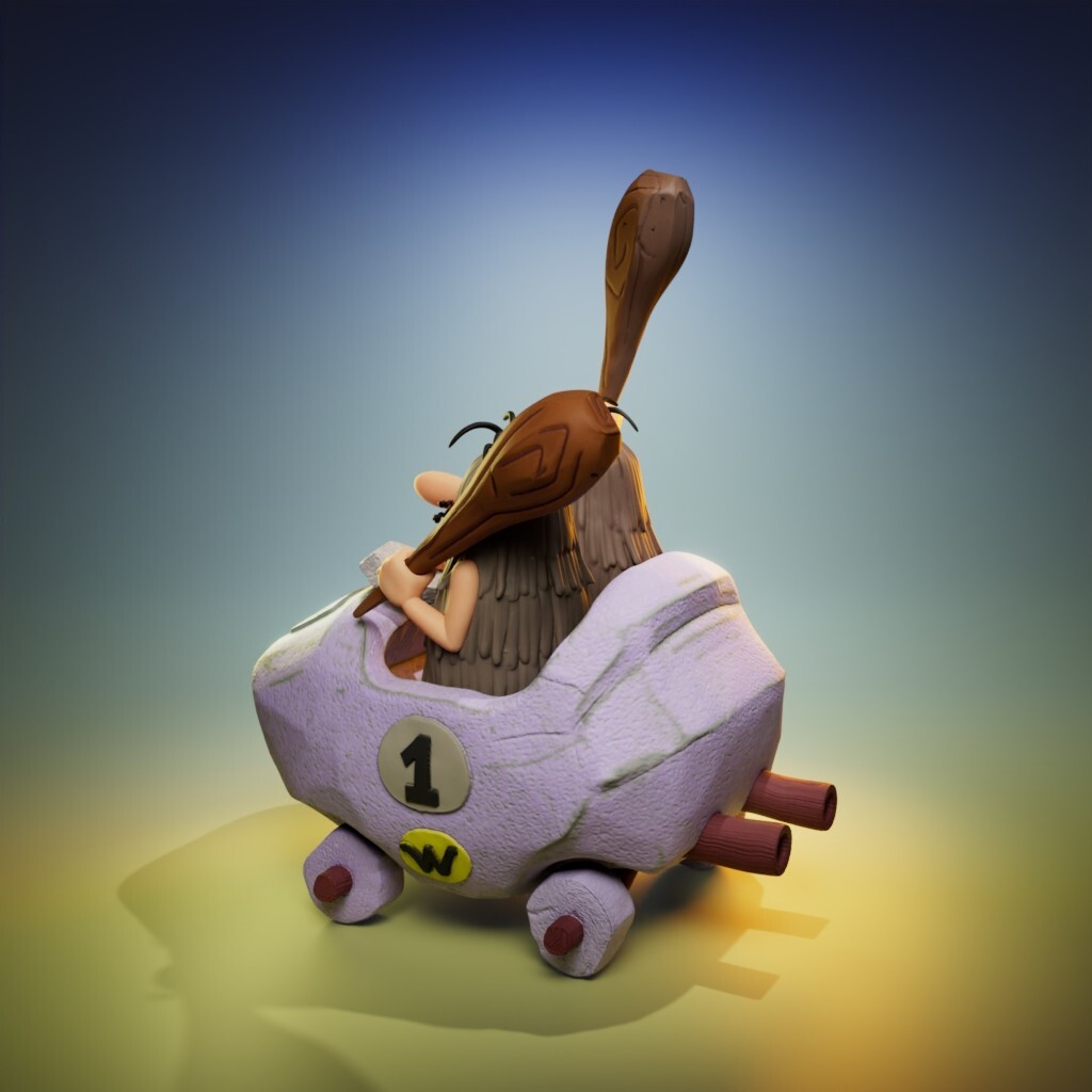 UNPAINTED Wacky Races Boulder Mobile 3D Printed Model Kit UW