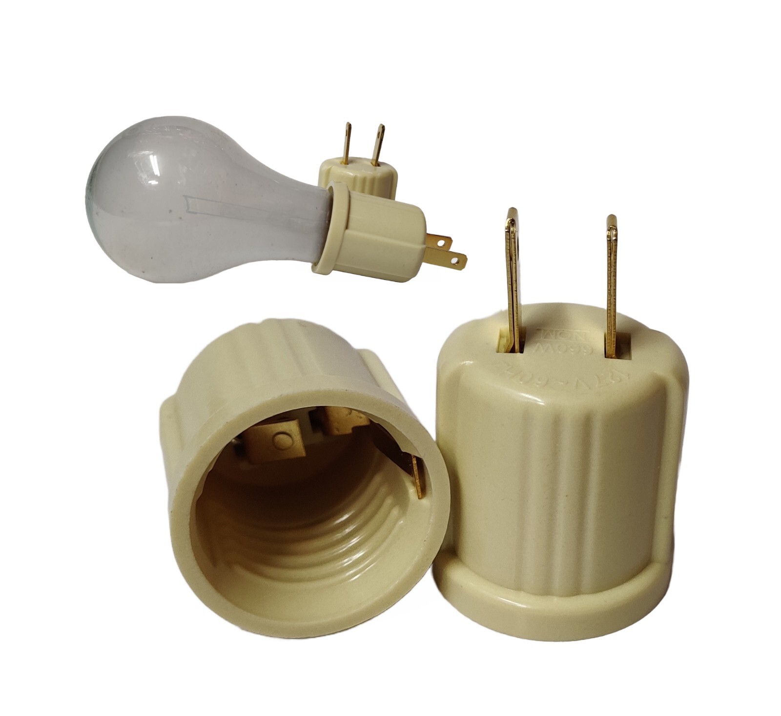 New 2 pc 110V 2 Prong Outlet to Socket Plug Standard Light Bulb Adapter