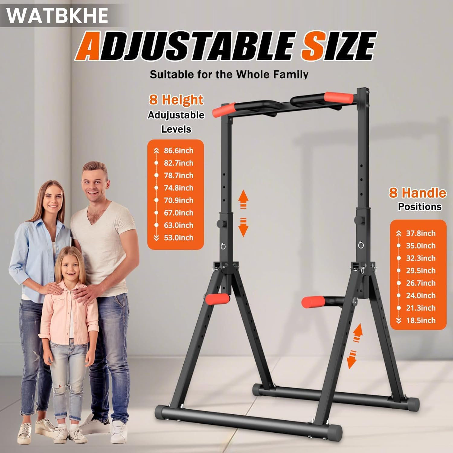 Power Tower Pull up Dip Station Foldable, Pull up Bar Station Adjustable, Multi-