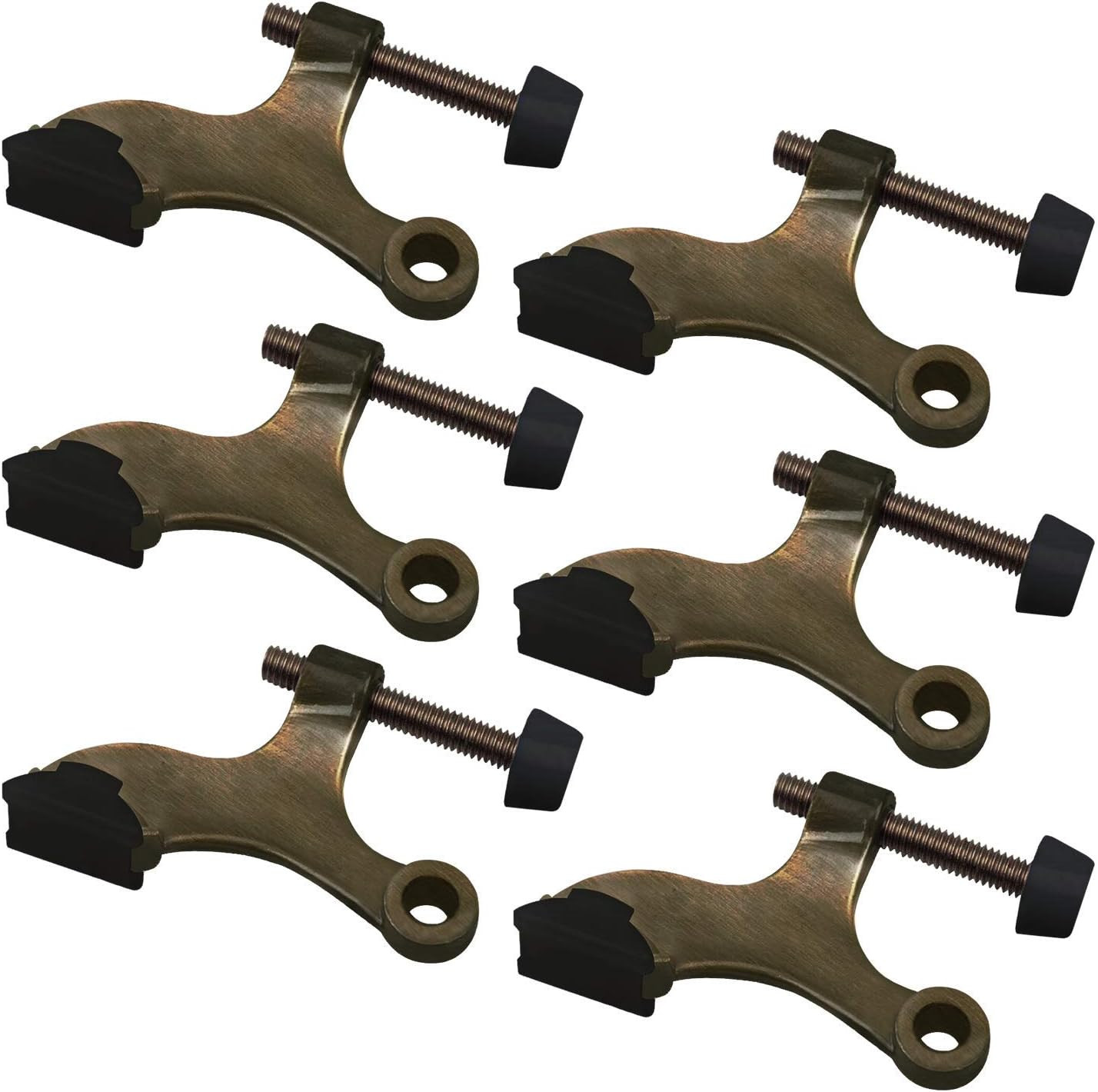 6 Pack Heavy Duty Hinge Pin Door Stop Adjustable Rubber Tip Antique Brass