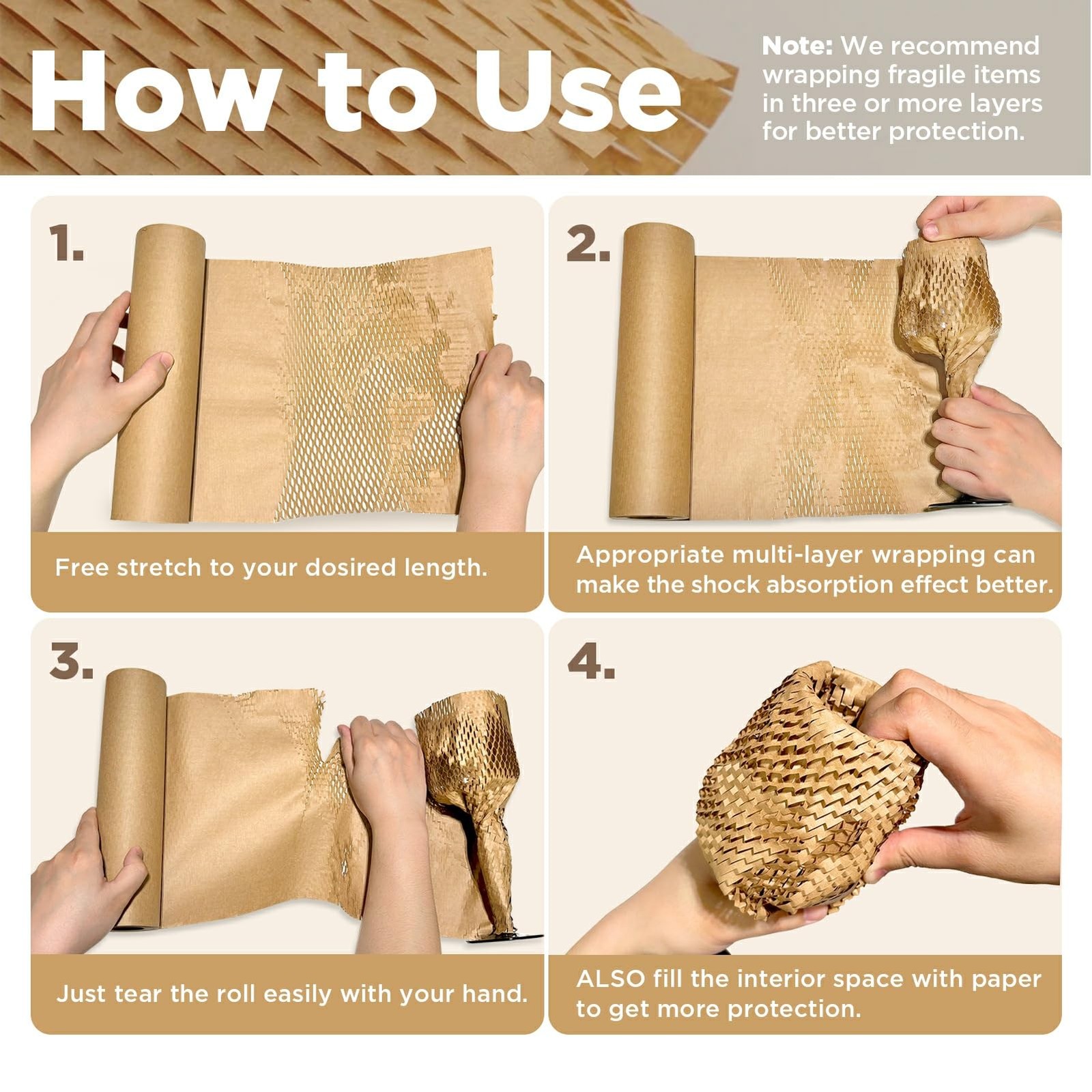 Honeycomb Packing , 12"x150' Brown | Perforated Honeycomb Packing Recyclable ...