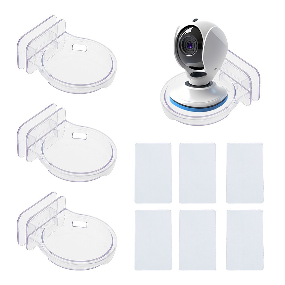 3pcs Plastic Display Storage Brackets Wall Mounted No Punch Monitor Holder Round