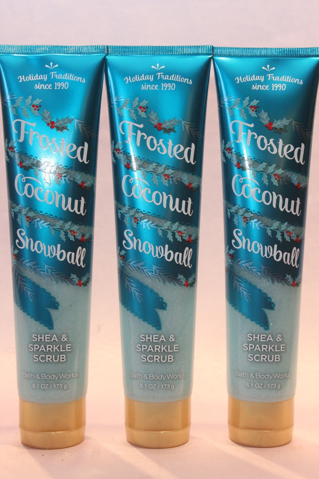 LOT 3 FROSTED COCONUT SNOWBALL BATH & BODY WORKS SHEA & SPARKLE SCRUB 6.1 OZ NEW