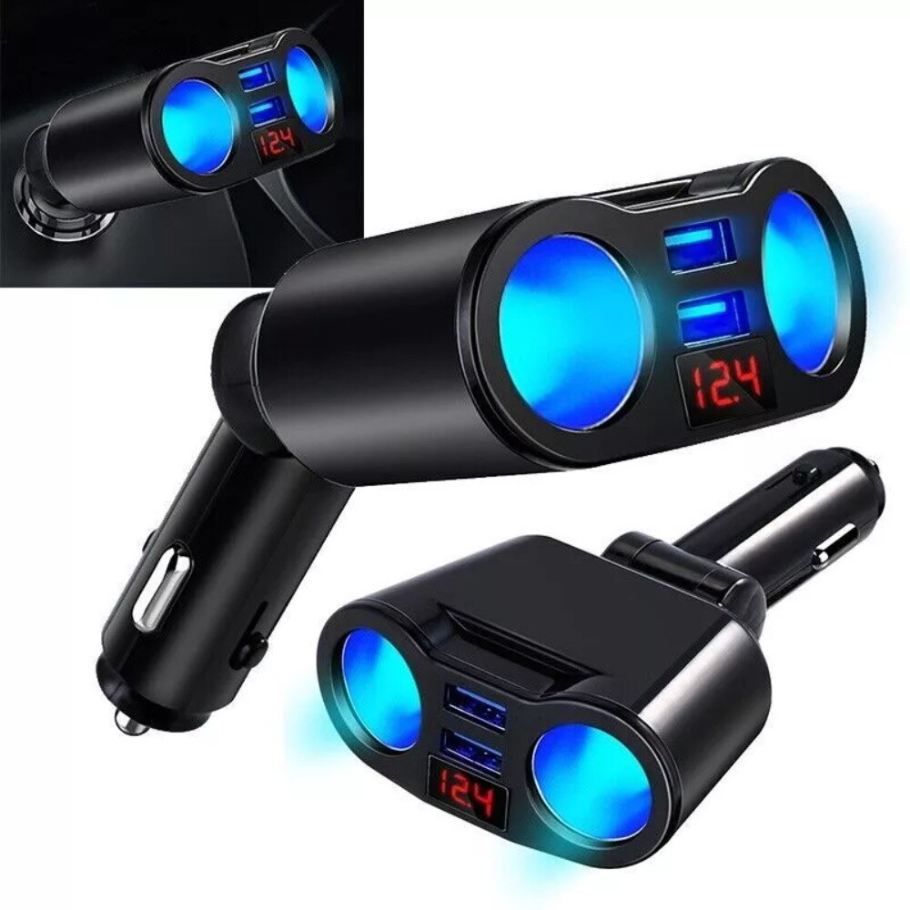 Dual USB Car Cigarette Lighter Socket Splitter Power Adapter Charger Outlet 12V*