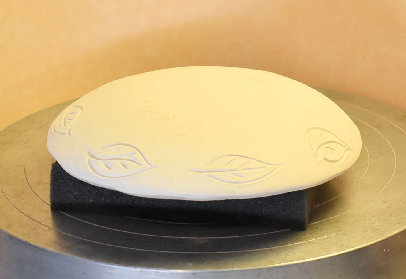 Handmade Bisque 2-way Mold : Drape w/ Leaf Texture Bowl & Concave