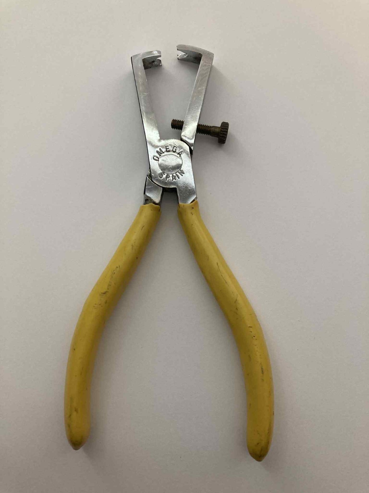 Vintage OMEGA Adjustable Wire Stripper Universal Screw 1/2" + Made Spain Copper