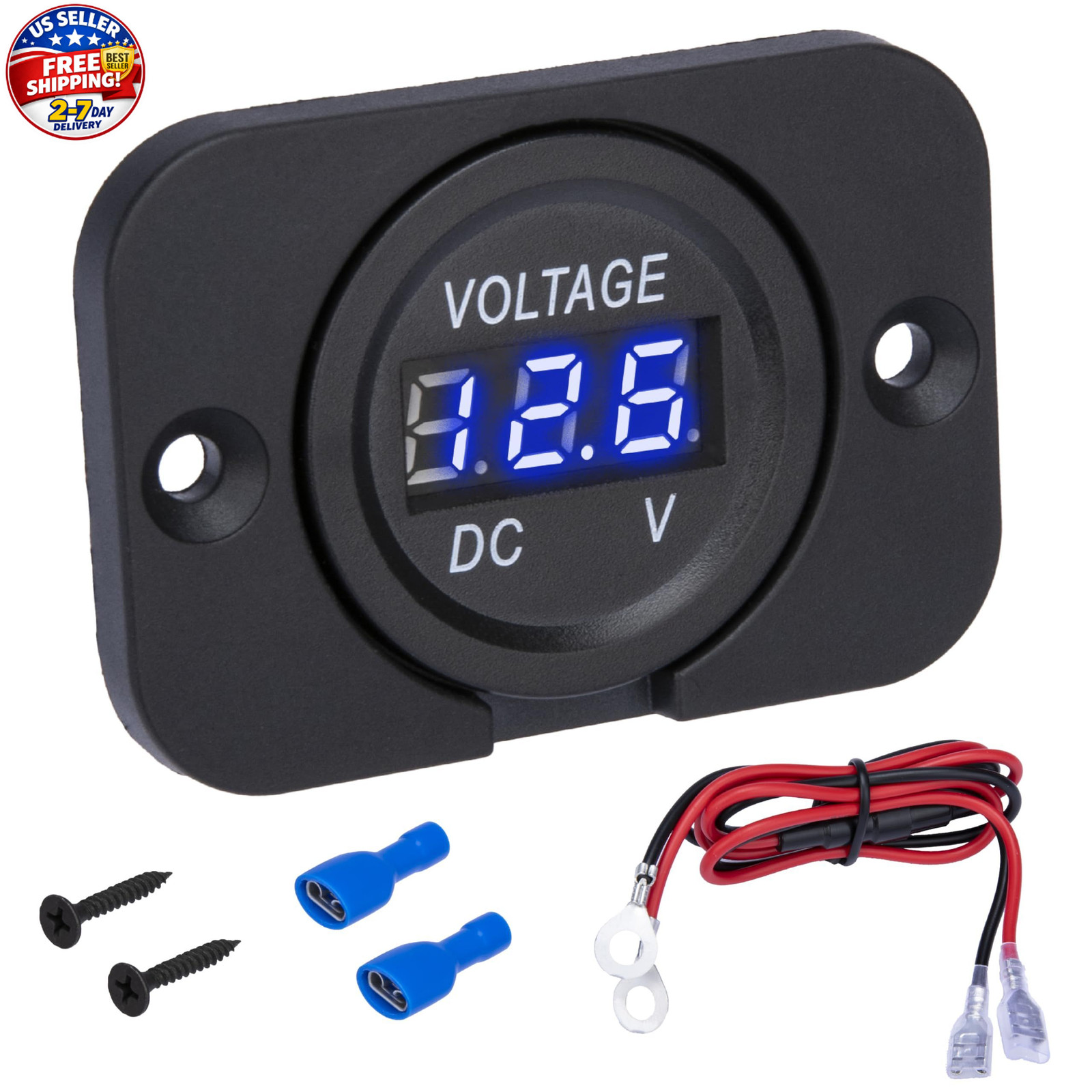 Car Battery Voltage Meter, Waterproof DC 12V 24V Digital Volt Meter, 12v Batt...