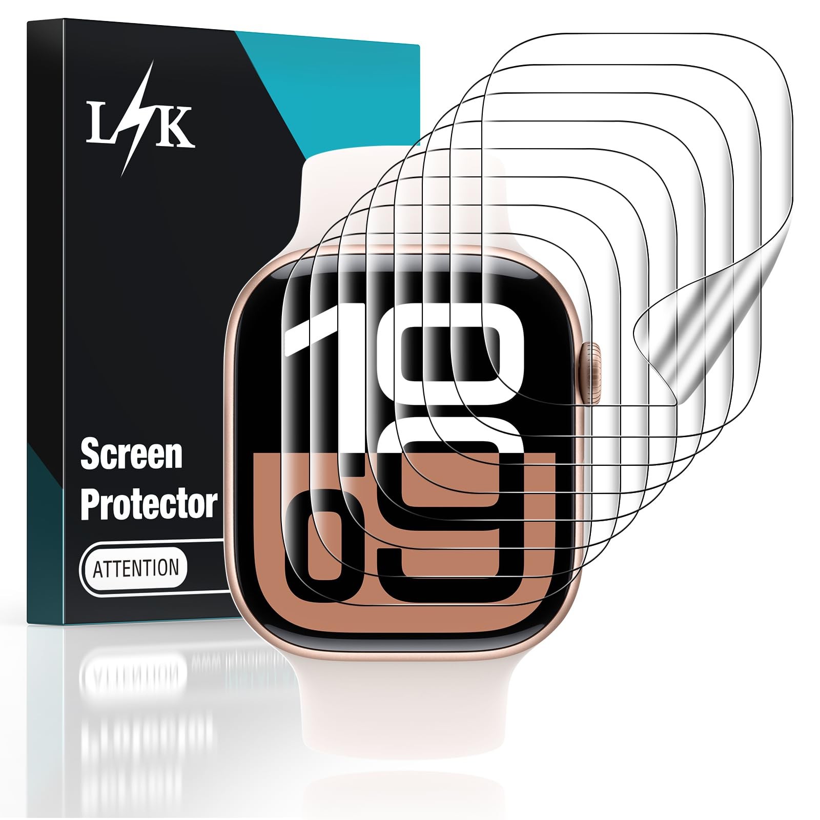 LϟK 8 Pack for Apple Watch Series 11/10 Screen Protector 42mm- Self-Healing T...