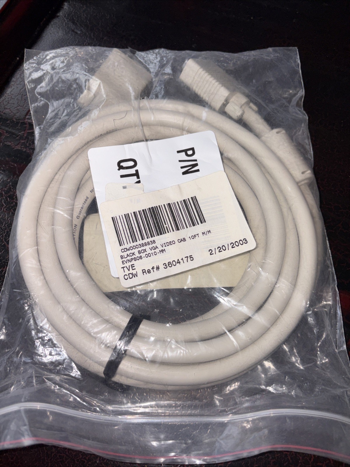 VGA Video Cable  Male Male Beige 10 ‘ MM Black Box Evnps06-0010-MM New Old Stock