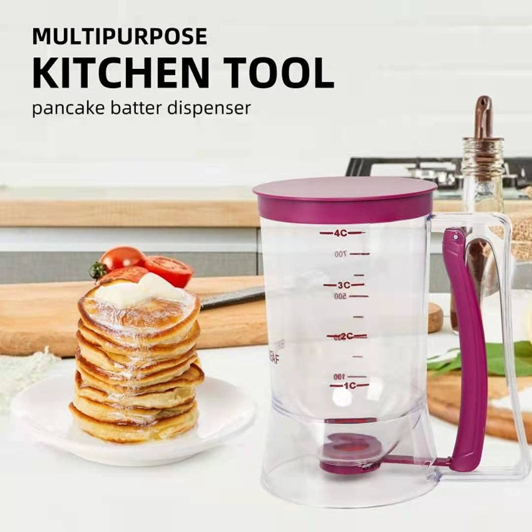 Baking Batter Measuring Cup, Cream Separator with Dispenser Handle, Purple